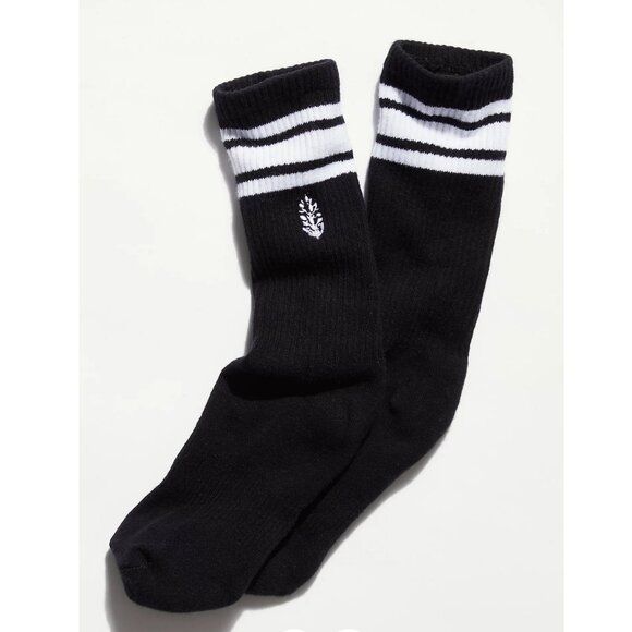 Free People Movement Logo Stripe Tube Socks Black One Size - Picture 1 of 2